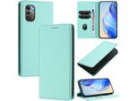 Custodia In Pelle Per Nokia G11 4G/Nokia G21 4G, Pelle Litschi, Custodia A Portafoglio Con Slot Per Carte E Supporto Turchese