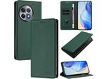 Custodia In Pelle Per Oneplus Ace 2 Pro, Pelle Litschi, Custodia A Portafoglio Con Slot Per Carte E Supporto Verde