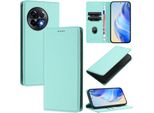 Custodia In Pelle Per Oneplus 11R, Pelle Litschi, Custodia A Portafoglio Con Slot Per Carte E Supporto Turchese