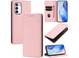 Custodia In Pelle Per Infinix Zero 5G 2023, Pelle Litschi, Custodia A Portafoglio Con Slot Per Carte E Supporto Rosa