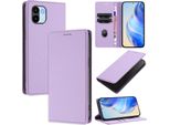 Custodia In Pelle Per Xiaomi Redmi A1/Redmi A2, Pelle Litschi, Custodia A Portafoglio Con Slot Per Carte E Supporto Viola