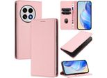 Custodia In Pelle Per Oneplus 13, Pelle Litschi, Custodia A Portafoglio Con Slot Per Carte E Supporto Rosa