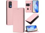 Custodia In Pelle Per Xiaomi Redmi Note 11 4G/Note 11S/Note 12S, Pelle Litschi, Custodia Portafoglio Con Slot Per Carte E Supporto Rosa