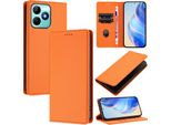 Custodia In Pelle Per Realme Note 50/Realme C51/Realme C53/Realme C51S, Pelle Litschi, Custodia A Portafoglio Con Slot Per Carte E Supporto Arancione
