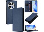Custodia In Pelle Per Oneplus 13, Pelle Litschi, Custodia A Portafoglio Con Slot Per Carte E Supporto Blu