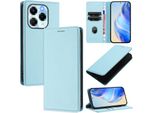 Custodia In Pelle Per Infinix Note 40X 5G, Pelle Litschi, Custodia A Portafoglio Con Slot Per Carte E Supporto Blu Chiaro