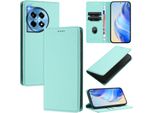Custodia In Pelle Per Oneplus 12, Pelle Litschi, Custodia A Portafoglio Con Slot Per Carte E Supporto Turchese