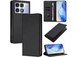Custodia In Pelle Per Xiaomi Redmi K70 Ultra, Pelle Litschi, Custodia A Portafoglio Con Slot Per Carte E Supporto Nero