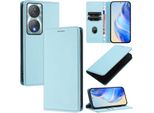 Custodia In Pelle Per Honor 90 Smart/Honor X7B/Honor X7B 5G, Pelle Litschi, Custodia A Portafoglio Con Slot Per Carte E Supporto Blu Chiaro