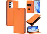 Custodia In Pelle Per Infinix Zero 5G 2023, Pelle Litschi, Custodia A Portafoglio Con Slot Per Carte E Supporto Arancione