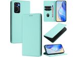 Custodia In Pelle Per Oppo A36/A76/A96/K10 4G/Realme 9I 4G, Pelle Litschi, Custodia A Portafoglio Con Slot Per Carte E Supporto Turchese