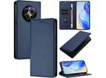 Custodia In Pelle Per Realme P1 Pro/Realme 12 Pro/Realme 12 Pro+, Pelle Litschi, Custodia A Portafoglio Con Slot Per Carte E Supporto Blu