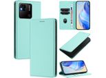 Custodia In Pelle Per Xiaomi Redmi 10A/Redmi 9C, Pelle Litschi, Custodia A Portafoglio Con Slot Per Carte E Supporto Turchese