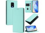 Custodia In Pelle Per Xiaomi Redmi Note 9S/9 Pro/9 Pro Max, Pelle Litschi, Custodia A Portafoglio Con Slot Per Carte E Supporto Turchese