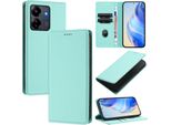 Custodia In Pelle Per Xiaomi Redmi 13C/Poco C65/Poco M6 5G, Pelle Litschi, Custodia A Portafoglio Con Slot Per Carte E Supporto Turchese