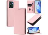 Custodia In Pelle Per Hmd Pulse Pro/Hmd Pulse/Hmd Pulse+, Pelle Litschi, Custodia A Portafoglio Con Slot Per Carte E Supporto Rosa