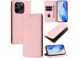 Custodia In Pelle Per Blu Bold K10/BLU G54, Pelle Litschi, Custodia A Portafoglio Con Slot Per Carte E Supporto Rosa