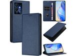 Custodia In Pelle Per Infinix Note 12 Pro 5G, Pelle Litschi, Custodia A Portafoglio Con Slot Per Carte E Supporto Blu