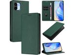 Custodia In Pelle Per Xiaomi Redmi A1/Redmi A2, Pelle Litschi, Custodia A Portafoglio Con Slot Per Carte E Supporto Verde