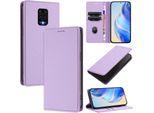 Custodia In Pelle Per Xiaomi Redmi Note 9S/9 Pro/9 Pro Max, Litschi In Pelle, Custodia A Portafoglio Con Slot Per Carte E Supporto Viola