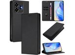 Custodia In Pelle Per Zte Blade V60 Vita/V60 Design/Nubia V60 Design/Axon 60 Lite, Pelle Litschi, Custodia A Portafoglio Con Slot Per Carte E Supporto Nero