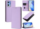 Custodia In Pelle Per Oppo Find X5 Lite/Reno7 5G, Pelle Litschi, Custodia A Portafoglio Con Slot Per Carte E Supporto Viola