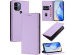 Custodia In Pelle Per Xiaomi Poco C50/C51/Redmi A1+/Redmi A2+, Pelle Litschi, Custodia A Portafoglio Con Slot Per Carte E Supporto Viola