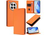Custodia In Pelle Per Infinix Zero 40 4G/Zero 40 5G, Pelle Litschi, Custodia A Portafoglio Con Slot Per Carte E Supporto Arancione