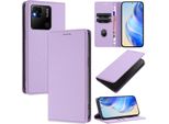 Custodia In Pelle Per Xiaomi Redmi 10A/Redmi 9C, Litschi In Pelle, Custodia A Portafoglio Con Slot Per Carte E Supporto Viola
