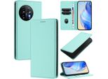 Custodia In Pelle Per Oneplus 11, Pelle Litschi, Custodia A Portafoglio Con Slot Per Carte E Supporto Turchese
