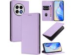 Custodia In Pelle Per Oneplus 13, Pelle Litschi, Custodia A Portafoglio Con Slot Per Carte E Supporto Viola
