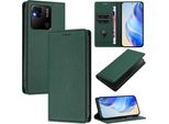 Custodia In Pelle Per Xiaomi Redmi 10A/Redmi 9C, Pelle Litschi, Custodia A Portafoglio Con Slot Per Carte E Supporto Verde