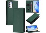 Custodia In Pelle Per Infinix Zero 5G 2023, Pelle Litschi, Custodia A Portafoglio Con Slot Per Carte E Supporto Verde