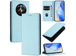 Custodia In Pelle Per Realme P1 Pro/Realme 12 Pro/Realme 12 Pro+, Pelle Litschi, Custodia A Portafoglio Con Slot Per Carte E Supporto Blu Chiaro