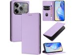 Custodia In Pelle Per Tecno Spark 6 Go/Spark Go 2020/Spark Go 2021, Pelle Litschi, Custodia A Portafoglio Con Slot Per Carte E Supporto Viola