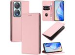 Custodia In Pelle Per Honor 90 Smart/Honor X7B/Honor X7B 5G, Pelle Litschi, Custodia A Portafoglio Con Slot Per Carte E Supporto Rosa