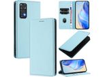 Custodia In Pelle Per Xiaomi Redmi Note 11 4G/Note 11S/Note 12S, Pelle Litschi, Custodia A Portafoglio Con Slot Per Carte E Supporto Blu Chiaro