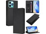 Custodia In Pelle Per Realme Note 50/Realme C51/Realme C53/Realme C51S, Pelle Litschi, Custodia A Portafoglio Con Slot Per Carte E Supporto Nero
