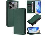 Custodia In Pelle Per Tecno Spark 6 Go/Spark Go 2020/Spark Go 2021, Pelle Litschi, Custodia A Portafoglio Con Slot Per Carte E Supporto Verde