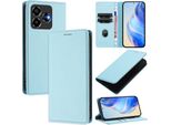 Custodia In Pelle Per Zte Blade V60 Vita/V60 Design/Nubia V60 Design/Axon 60 Lite, Pelle Litschi, Custodia A Portafoglio Con Slot Per Carte E Supporto Blu Chiaro