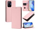 Custodia In Pelle Per Xiaomi 11T / 11T Pro, Pelle Litschi, Custodia A Portafoglio Con Slot Per Carte E Supporto Rosa