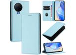 Custodia In Pelle Per Infinix Note 12 (2023)/Note 12 Pro 4G, Pelle Litschi, Custodia A Portafoglio Con Slot Per Carte E Supporto Blu Chiaro
