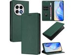 Custodia In Pelle Per Oneplus 13, Pelle Litschi, Custodia A Portafoglio Con Slot Per Carte E Supporto Verde