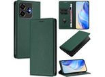 Custodia In Pelle Per Zte Blade V60 Vita/V60 Design/Nubia V60 Design/Axon 60 Lite, Pelle Litschi, Custodia A Portafoglio Con Slot Per Carte E Supporto Verde