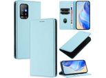 Custodia In Pelle Per Oppo A94 5G/Reno5 Z, Pelle Litschi, Custodia A Portafoglio Con Slot Per Carte E Supporto Blu Chiaro