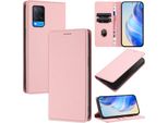 Custodia In Pelle Per Oppo A54 4G/A54S/A55 5G/A16/A16S/A55S/A53S 5G/A56 5G, Litschi In Pelle, Custodia A Portafoglio Con Slot Per Carte E Supporto Rosa