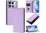 Custodia In Pelle Per Xiaomi Redmi K70 Ultra, Pelle Litschi, Custodia A Portafoglio Con Slot Per Carte E Supporto Viola