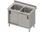 Lavello A Due Vasche Con Ante Scorrevoli, Con Supporto, 1000 Mm X 600 Mm X 850 Mm (Lxpxa)