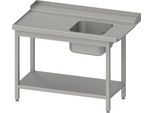 Tavolo Di Carico, Guida Cestello Con Pendenza, Con Piastra Di Base Con Una Vasca 1300X750X880 Mm, Lato Di Montaggio A Sinistra, Con Alzatina, Saldato