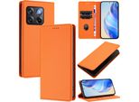 Custodia In Pelle Per Oneplus 10T, Pelle Litschi, Custodia A Portafoglio Con Slot Per Carte E Supporto Arancione